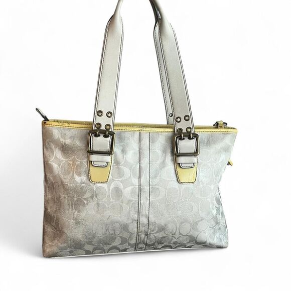 Coach Signature Limited Edition Metallic Silver Slim Tote - Picture 3 of 8
